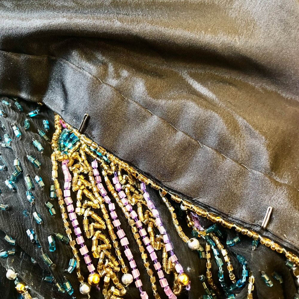 Vintage SweeLo Multi-Color Beaded Sequins Silk Jacket Womens size Large (10-12) - Picture 10 of 16